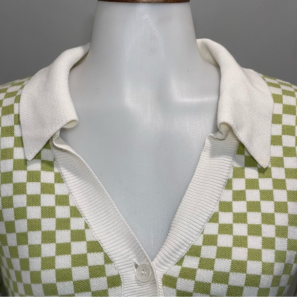 Tara Long Sleeve Checkered Cropped Cardigan Small . - Picture 5 of 11